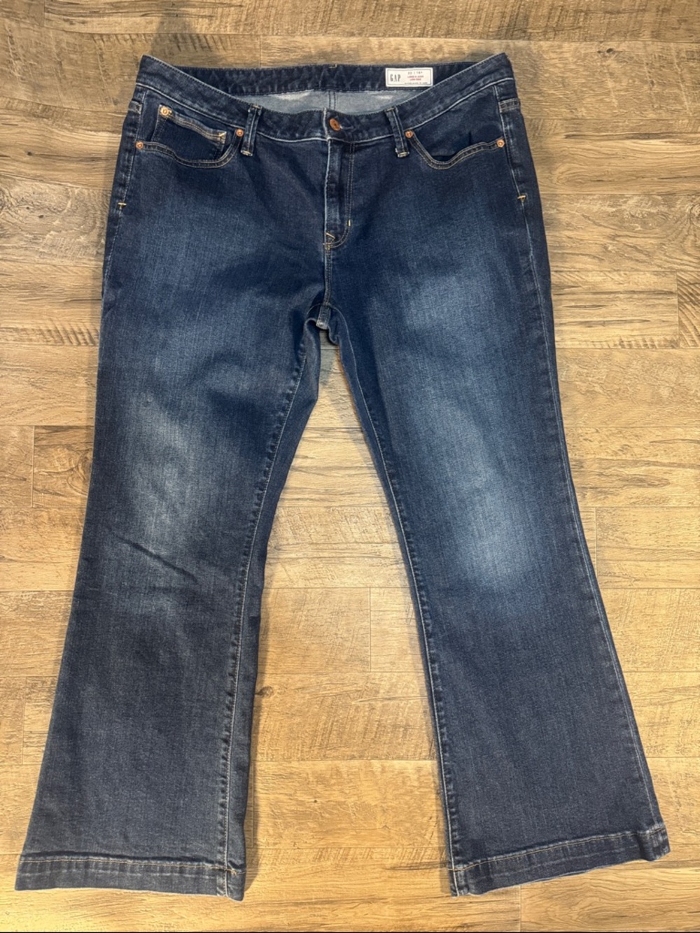 GAP “Long & Lean Low Rise” Dark Indigo Flare Jeans - Size 16 Short
